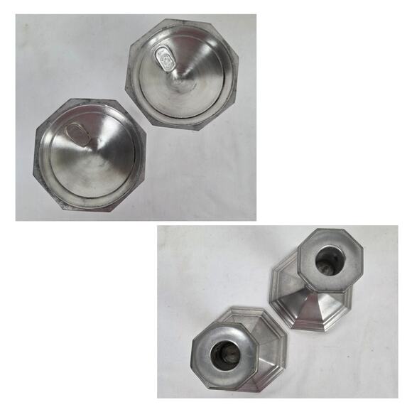 Vintage Gorham Pewter Candle Stick and Console Centerpiece Bowl Set Silver Toned - Picture 6 of 9